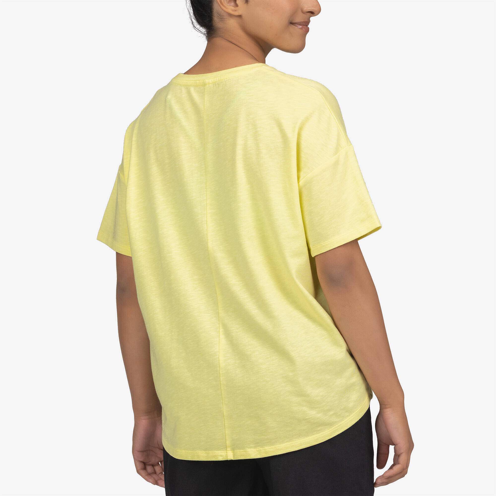 Short-Sleeved Yoga and Pilates T-Shirt S 500 - Yellow -  3