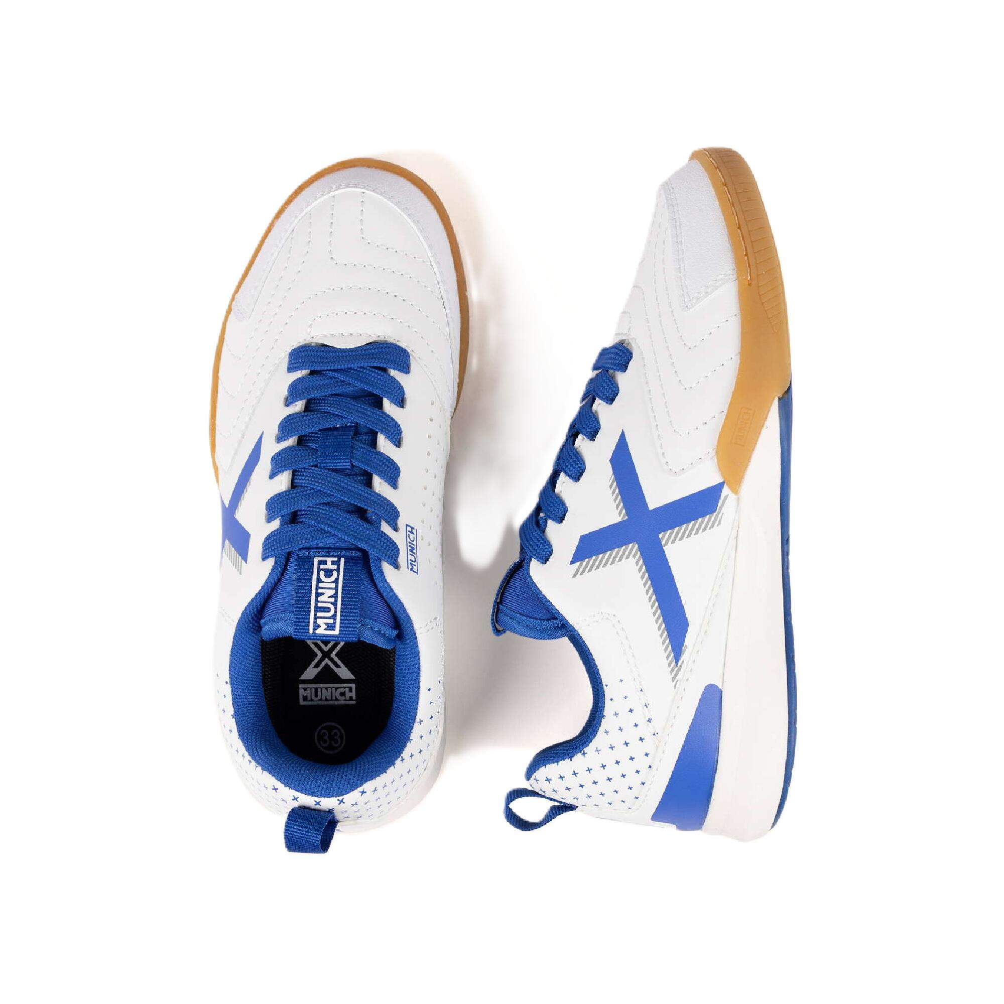 Zapatillas fútbol sala MUNICH RONDITO junior. Blanco/azul 5/6