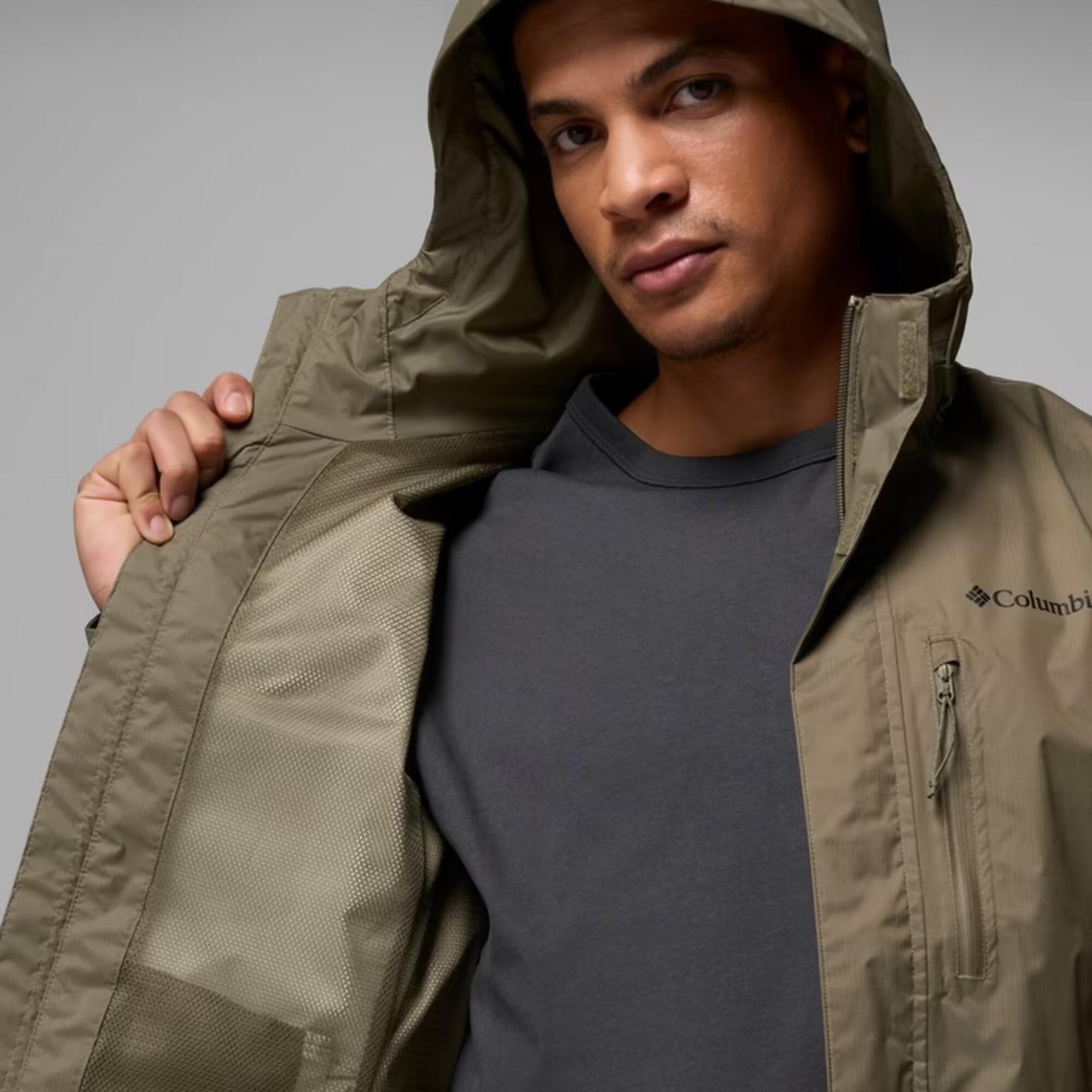 Wasserdichte Jacke mit Kapuze Columbia für Männer Stone Green 7/9