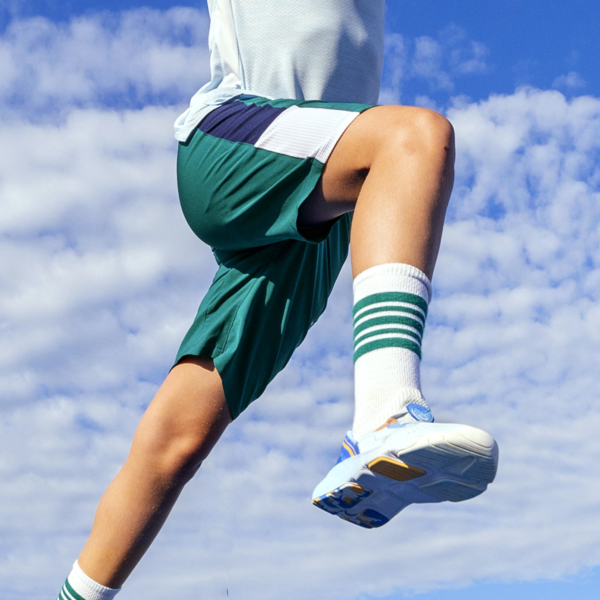 Pantalón Corto Múltiples Deportes Niños Verde Oscuro-Azul-Blanco Transpirable 6/7