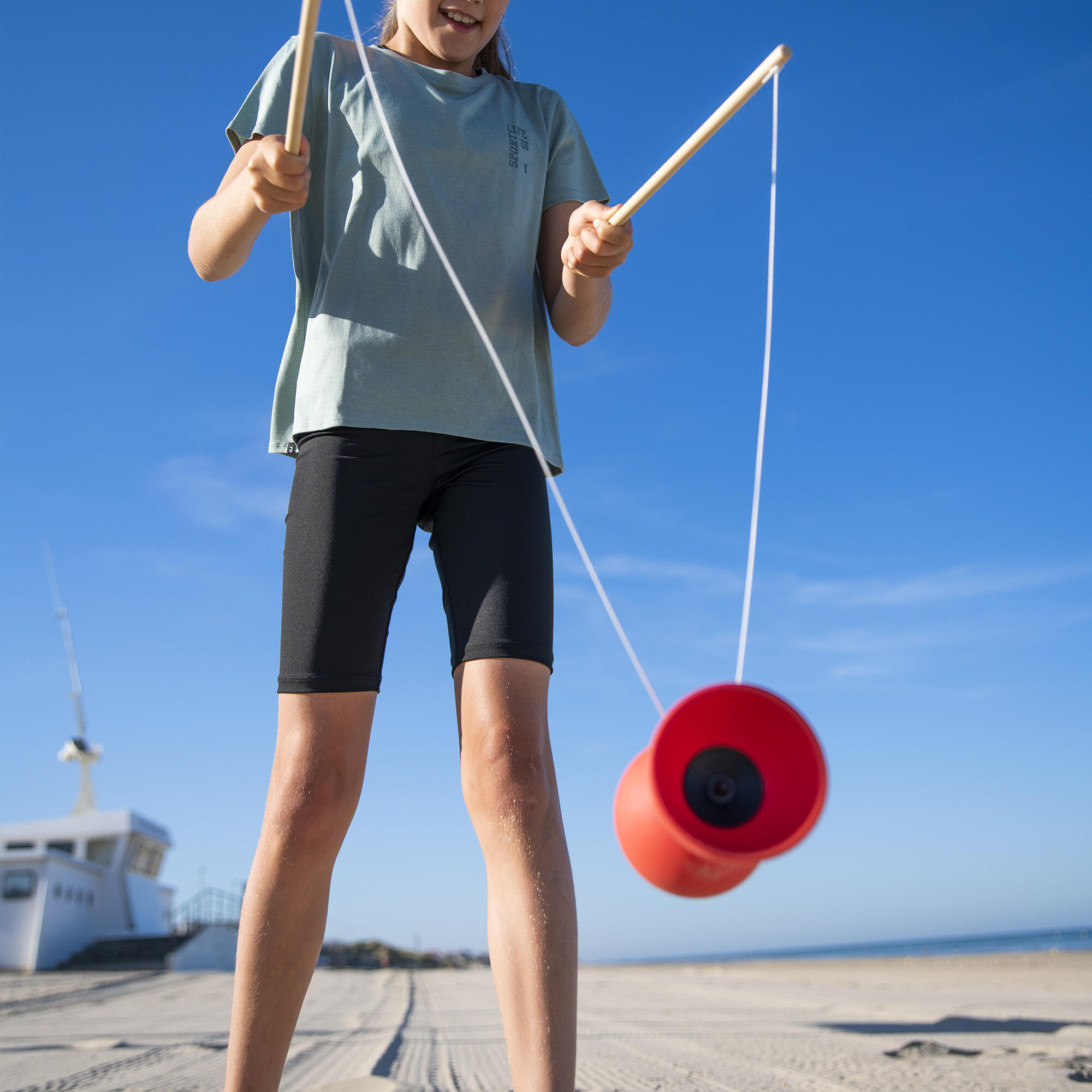 Diabolo + Wooden Handsticks - 100 Red - DOMYOS