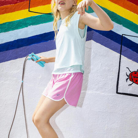 Футболка спортивна для дівчат 2-в-1 світло-блакитна