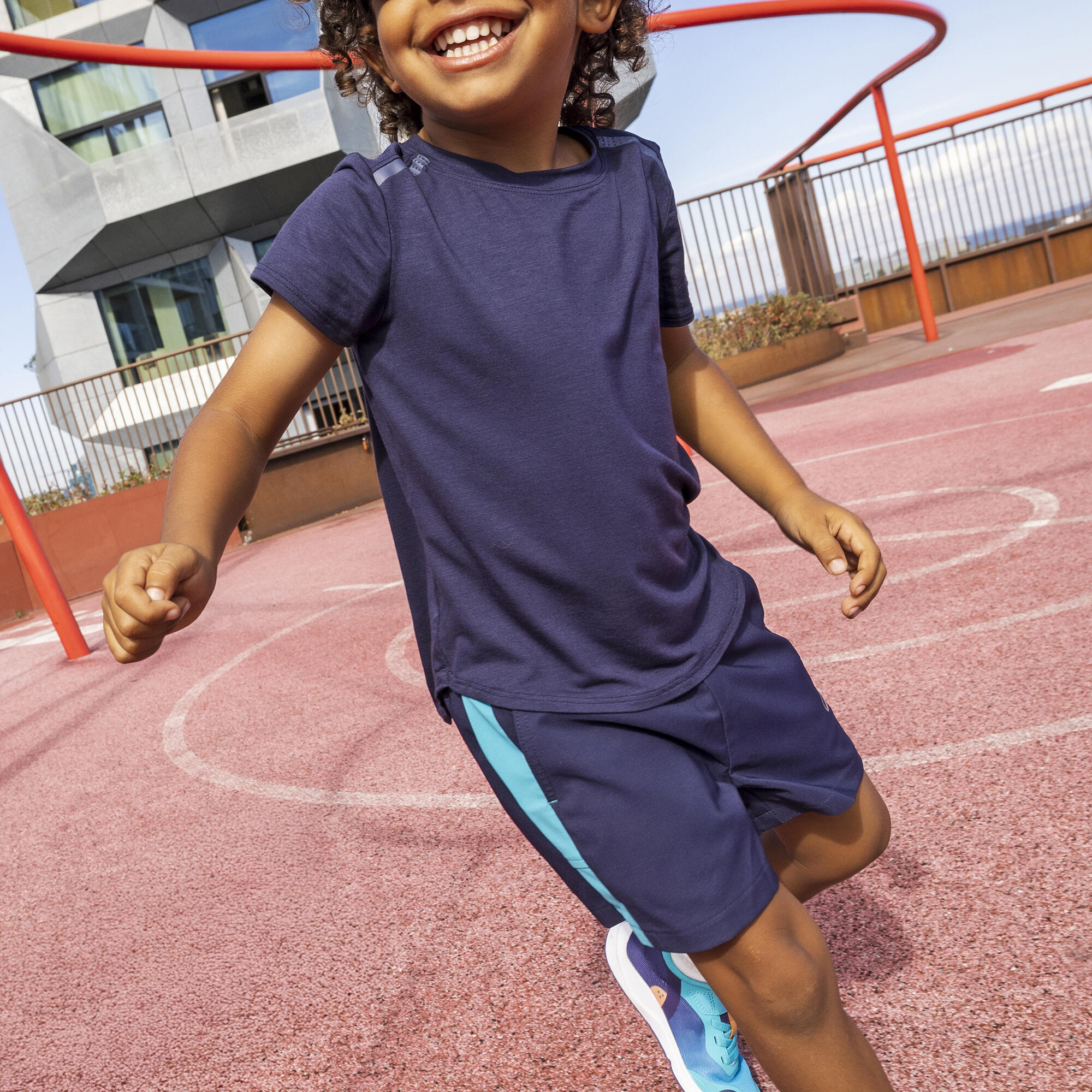 T-shirt bambino ginnastica regular fit traspirante blu da 1 a 5/6 anni 6/9