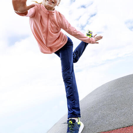 Костюм трен. синтет. дышащий базовый для детей розов. с темно-син. брюками Gym'y