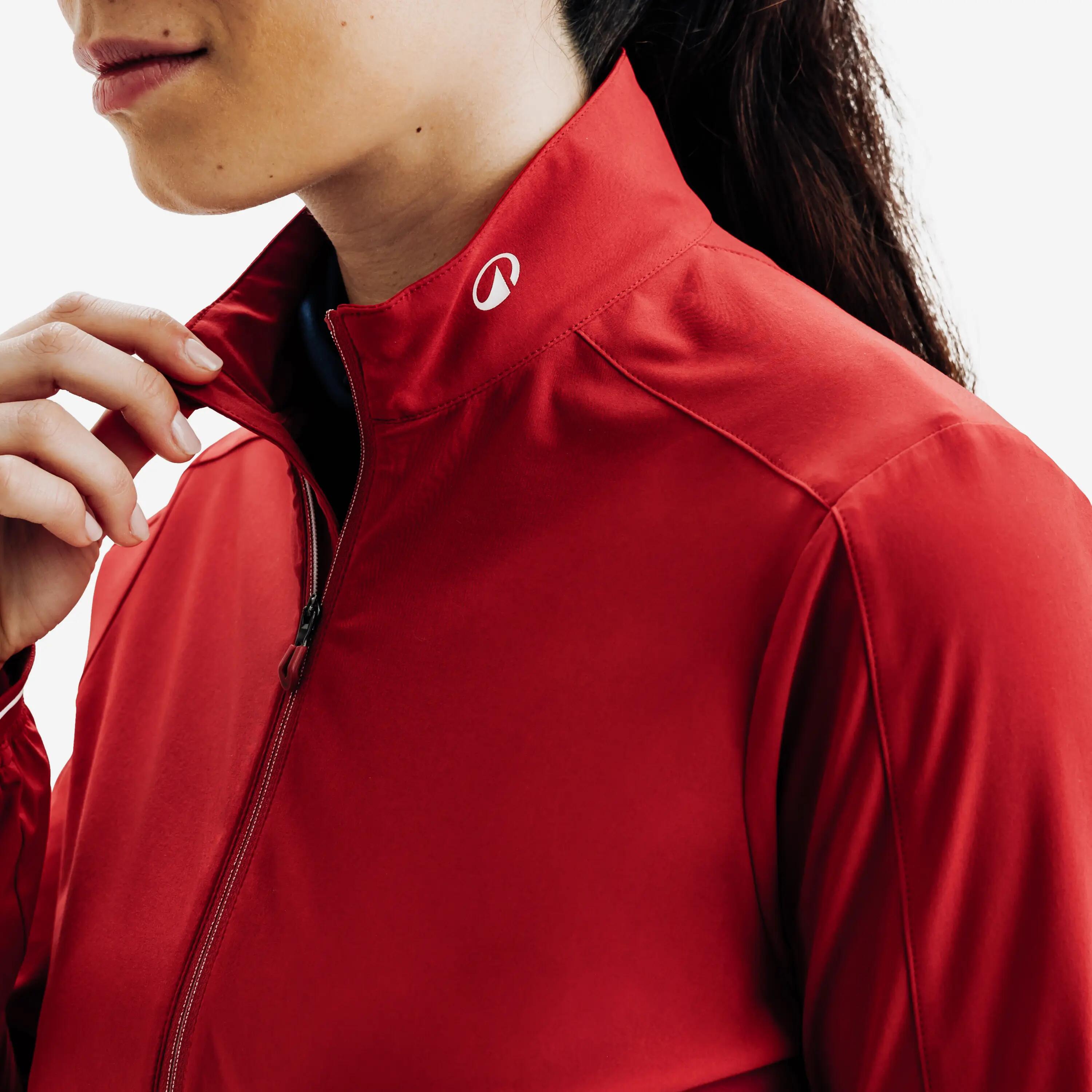 Chaqueta cortavientos de golf repelente al agua Mujer, RW500 rojo 3/8