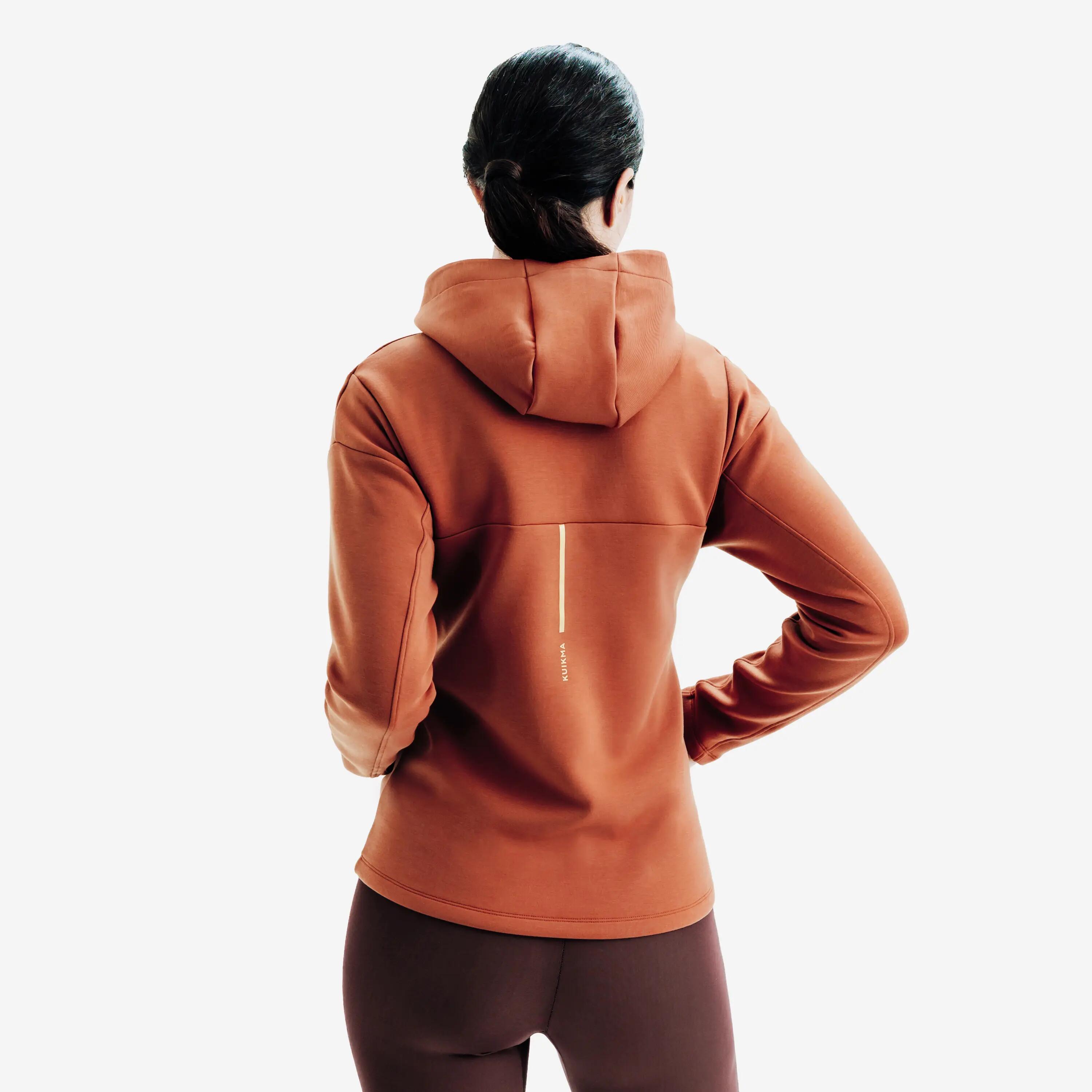 Sweatshirt de ténis com fecho e capuz, mulher, terracota 4/5