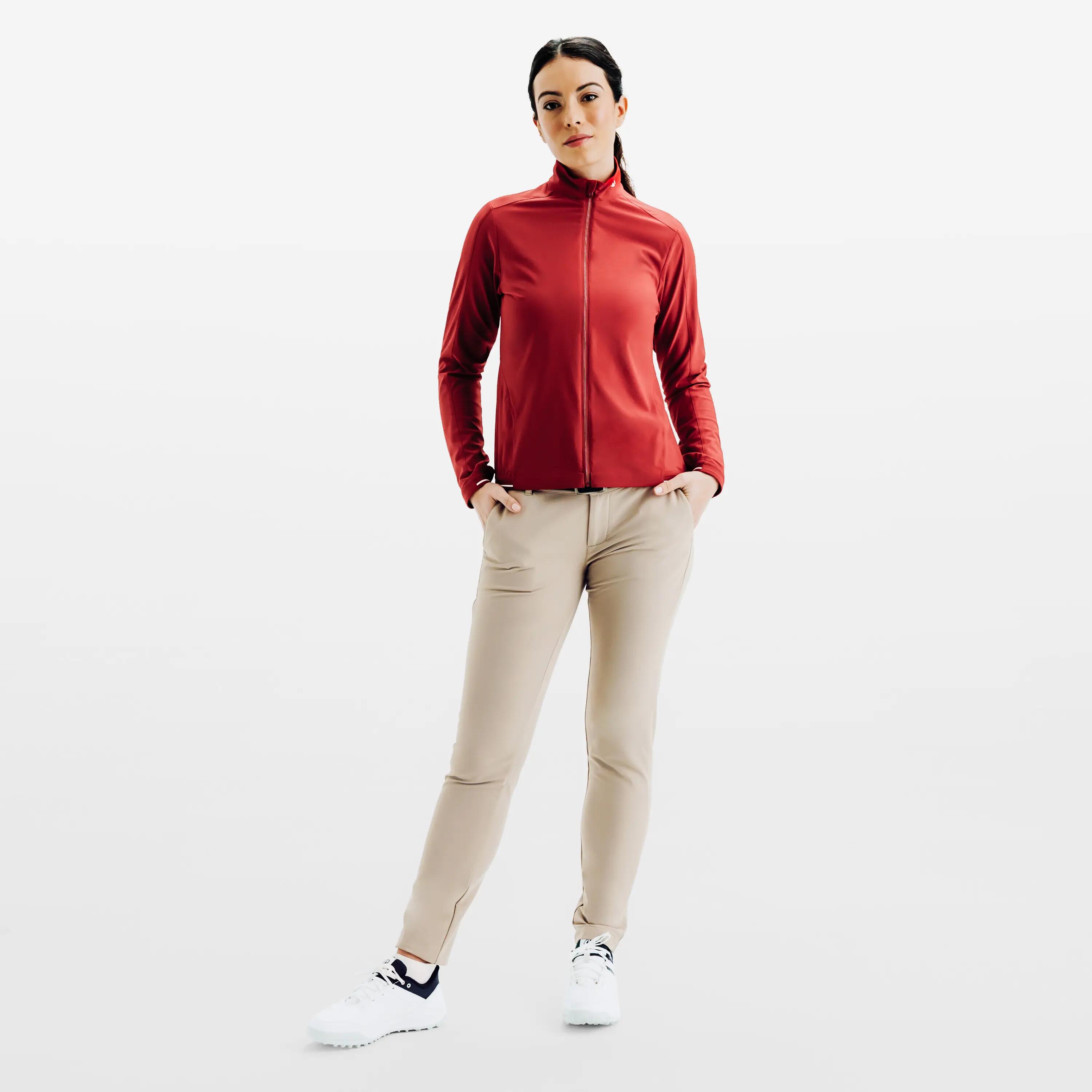 Chaqueta cortavientos de golf repelente al agua Mujer, RW500 rojo 2/8
