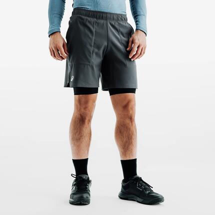 Short de tennis thermique cuissard 2 en 1 homme, TSH Thermic noir