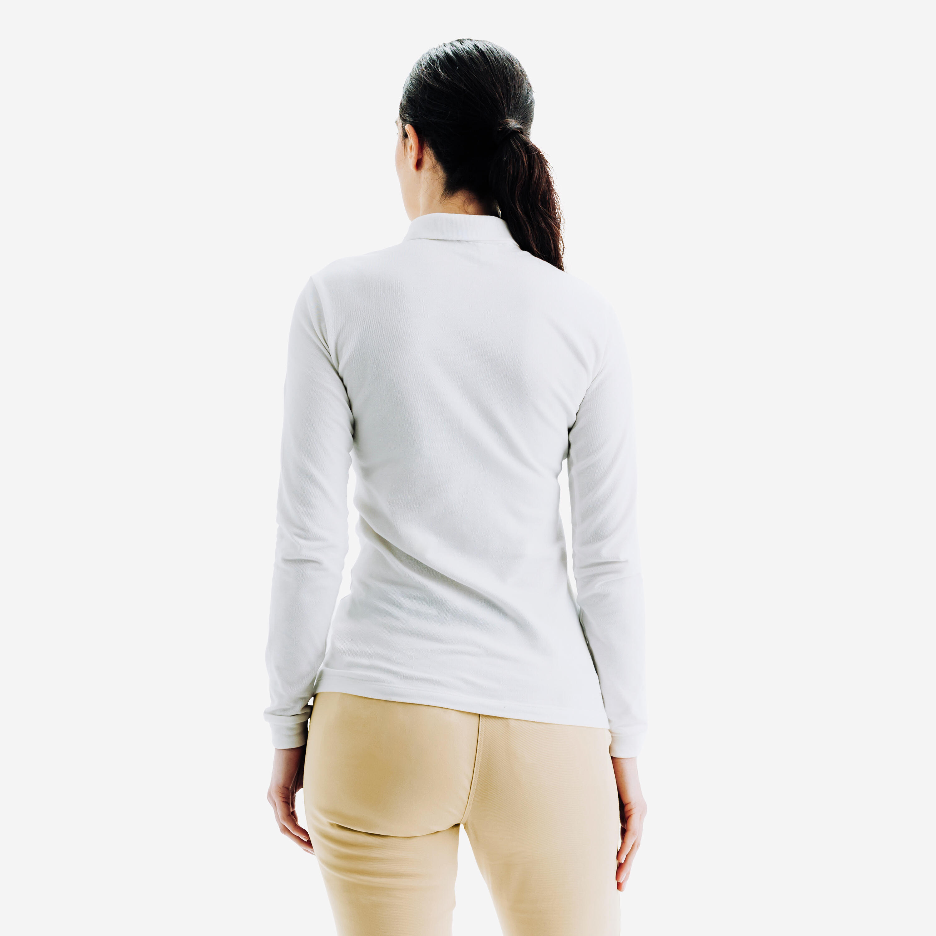 Polo maniche lunghe golf donna MW 500 avorio 4/5