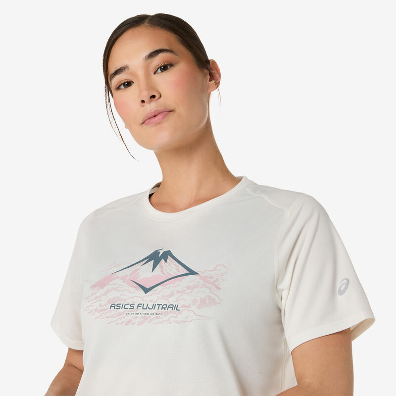 Tricou de alergare Asics Fujitrail Alb-Roz Damă