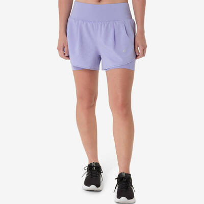 Hardloopshort voor dames road 2-in-1 mauve