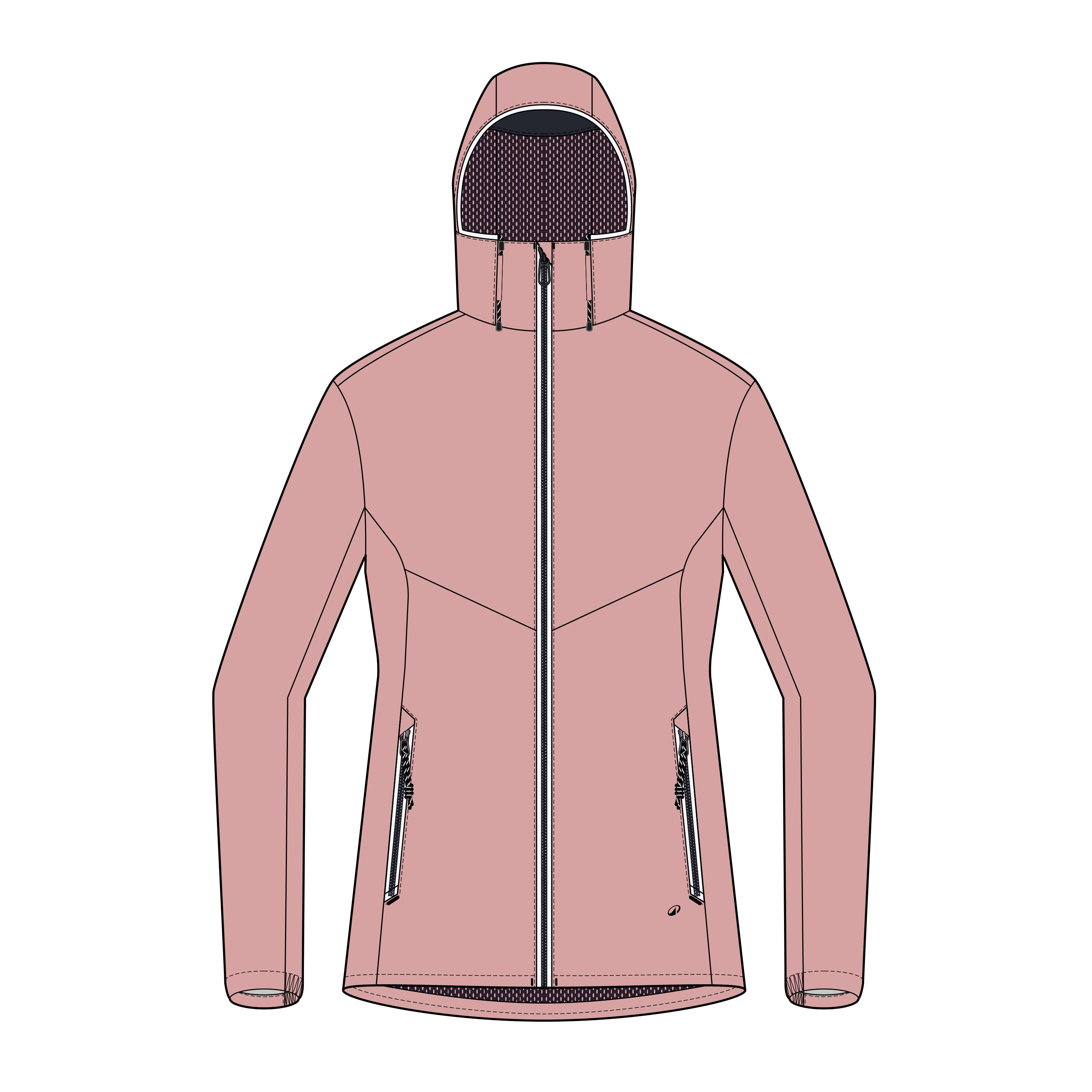 Chamarra para vela impermeable rosa para mujer Sailing 100 10/17