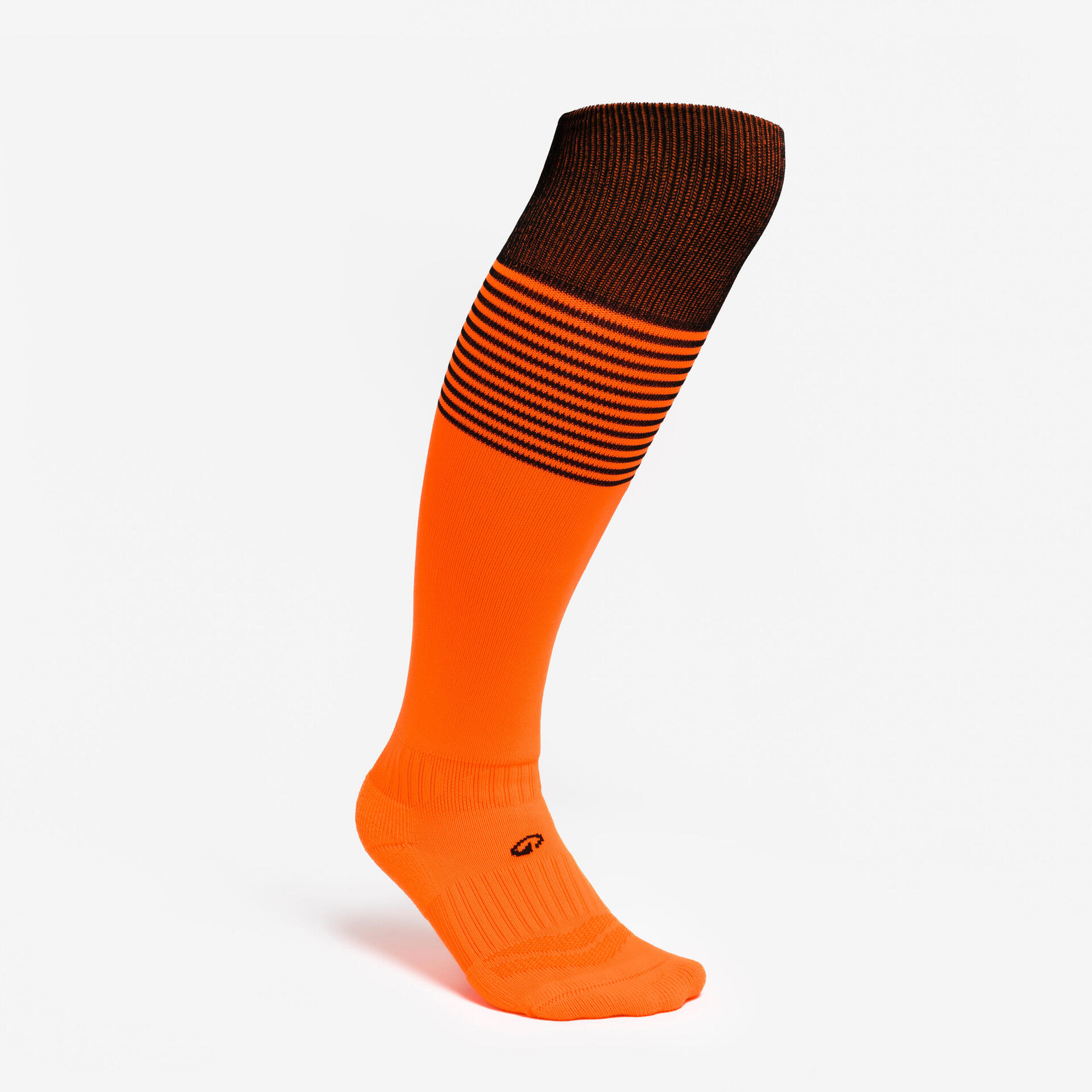 Kids' Football High-Rise Socks Viralto Check - Orange / Black