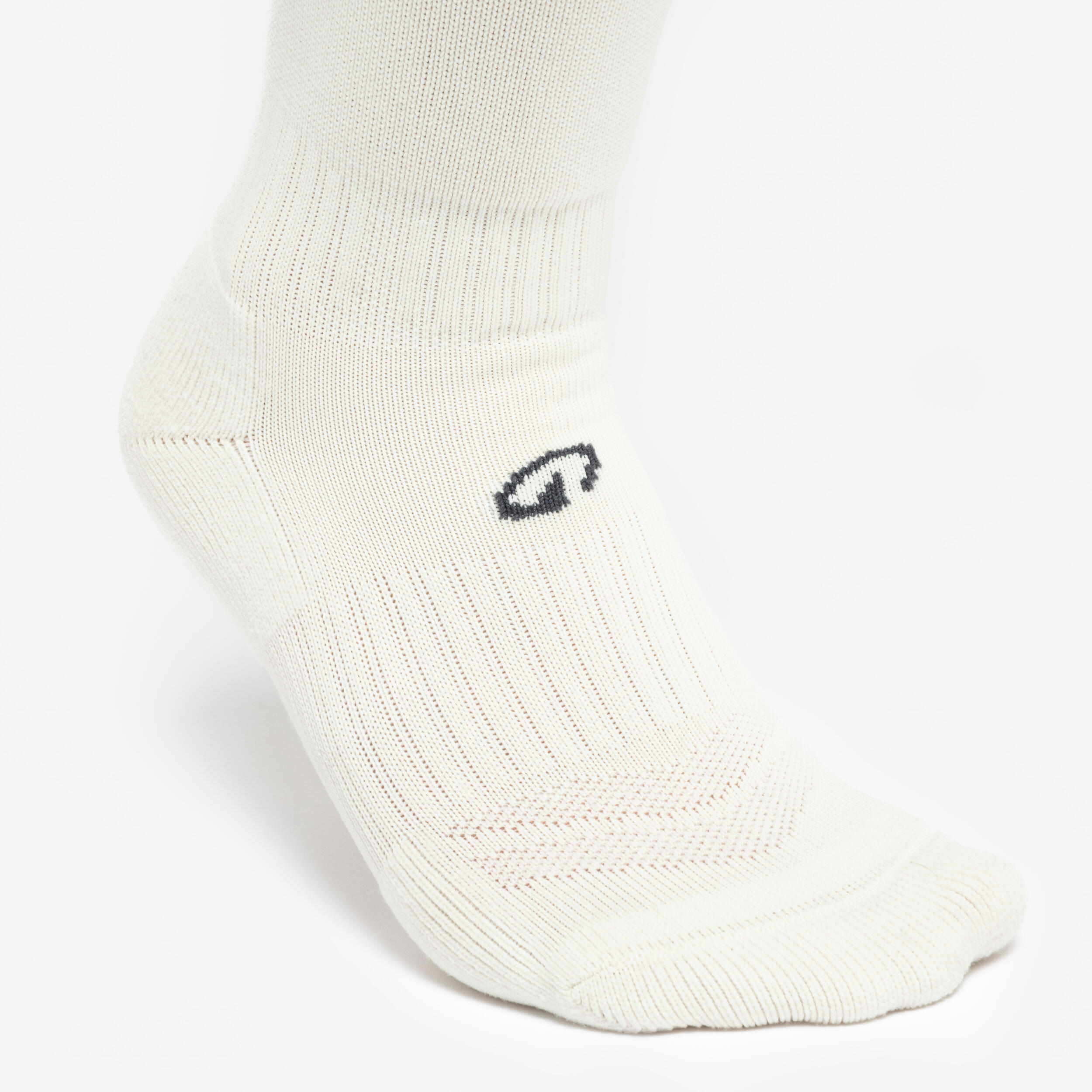 Chaussettes hautes de football enfant VIRALTO Jr Ivoire rayées grise 4/5