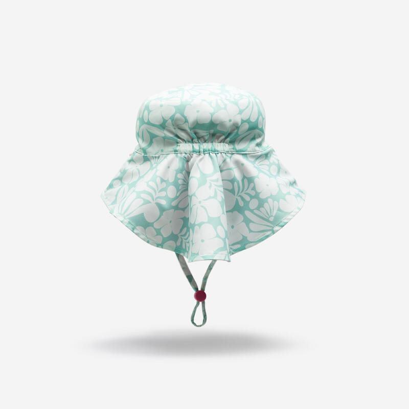 Pălărie anti-UV UPF50+, UV>95% reversibilă Alb-Verde Bebeluși