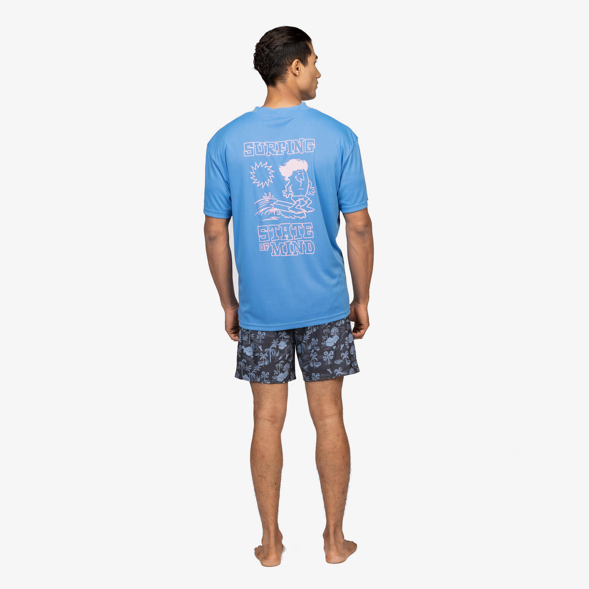 Men’s short sleeve anti-UV surf t-shirt loose fit, blue -  5