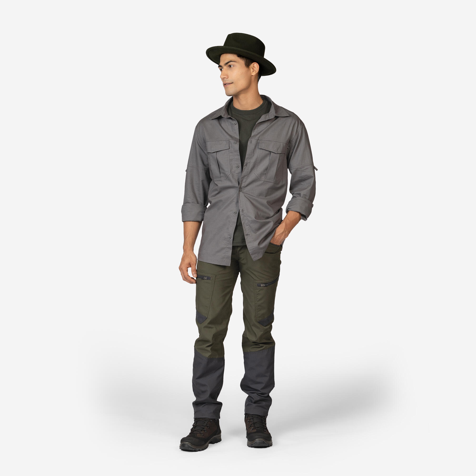 Men’s UV-protection lightweight long sleeve shirt 500 grey