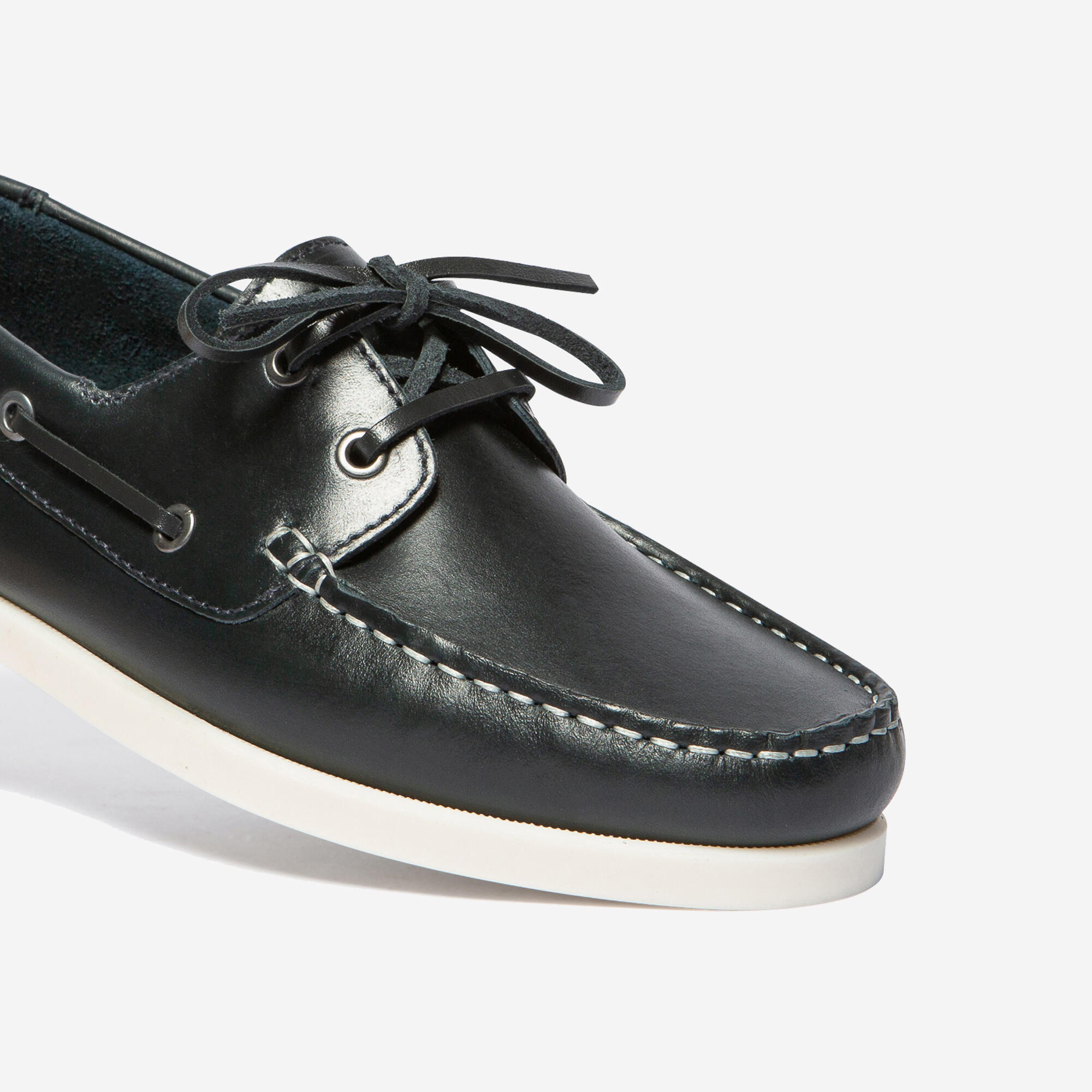 Chaussures bateau cuir homme Hellios bleu pétrole 2/4