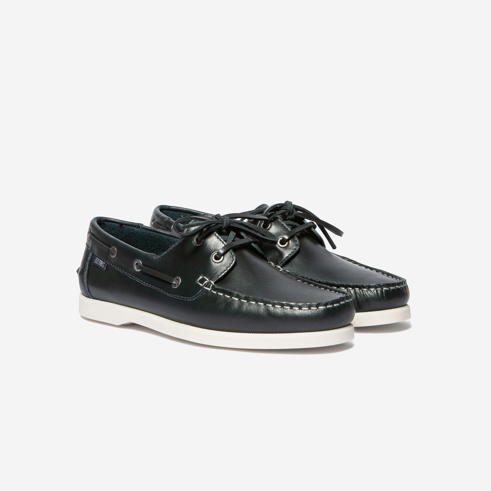 Chaussures bateau cuir homme Hellios bleu pétrole 3/4