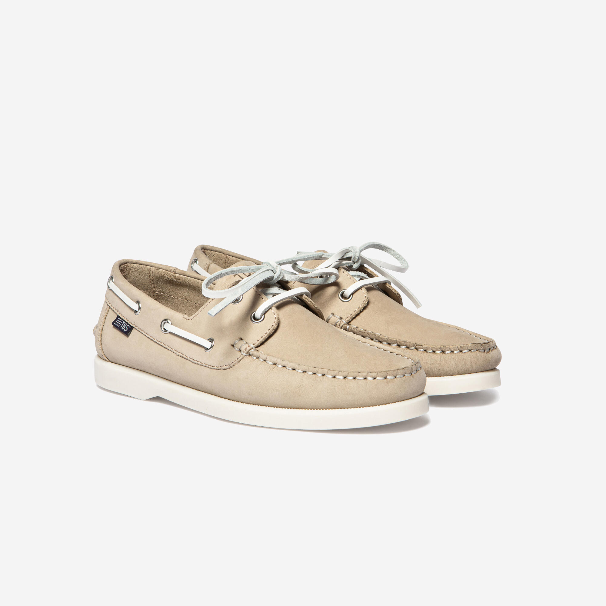 Chaussures bateau cuir femme Hellios beige 4/4