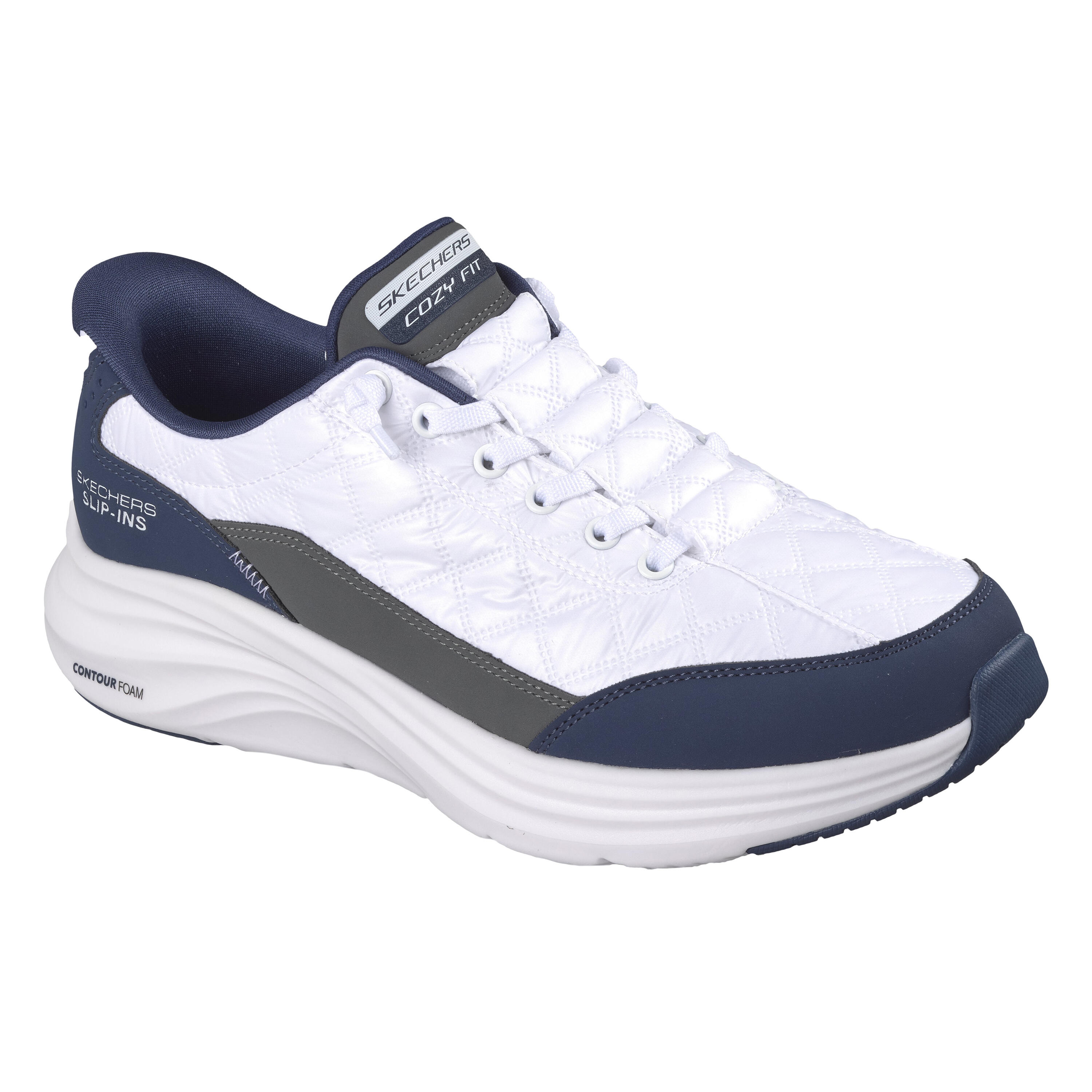 Sneaker Herren, Skechers Slip-ins Cozy Fit, Weiss Navy 2/4