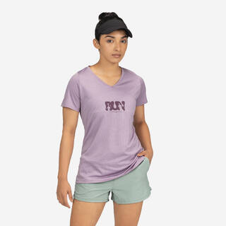 WOMEN RUN DRY 150 PRINT TSHIRT - PURPLE