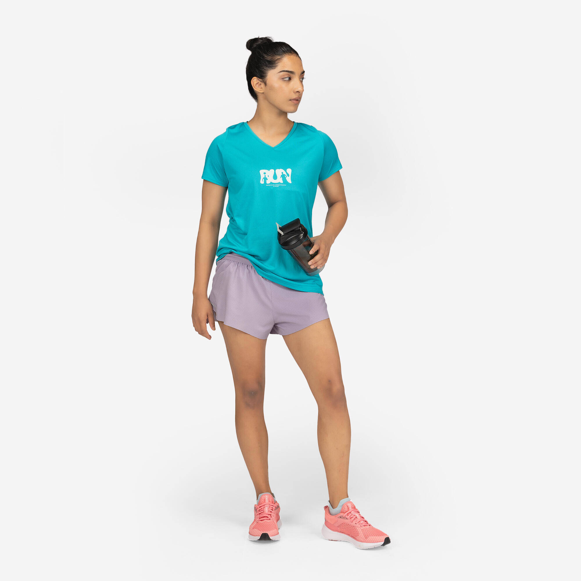 WOMEN RUN DRY 150 PRINT TSHIRT - TURQUOISE -  2