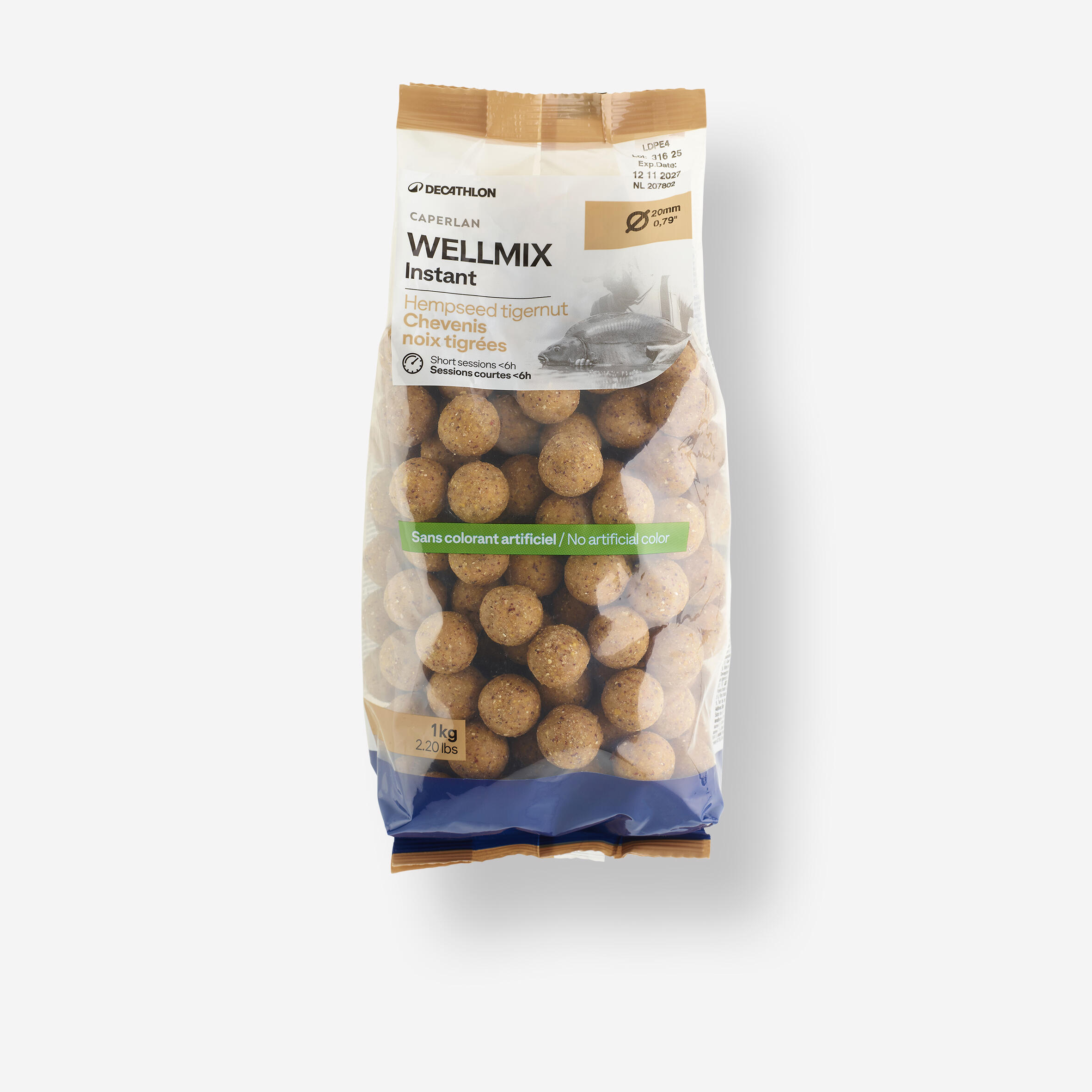 Bouillettes pêche de la carpe Wellmix Instant 20mm 1kg Chènevis - Noix tigrées 3/11
