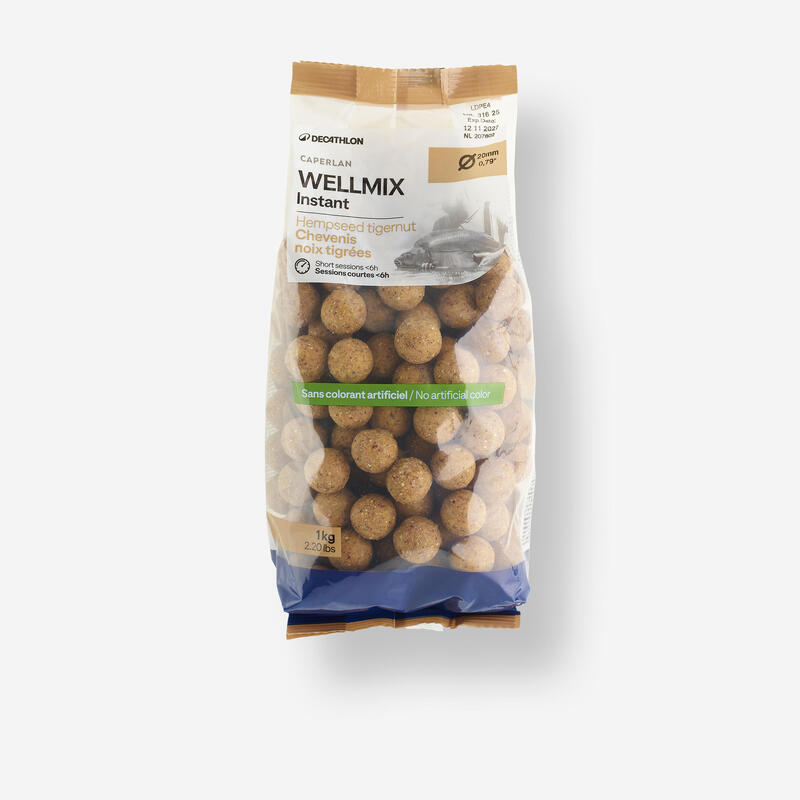 Boilies na kaprařinu Wellmix Instant 20 mm 1 kg Konopné semínko / tygří ořech