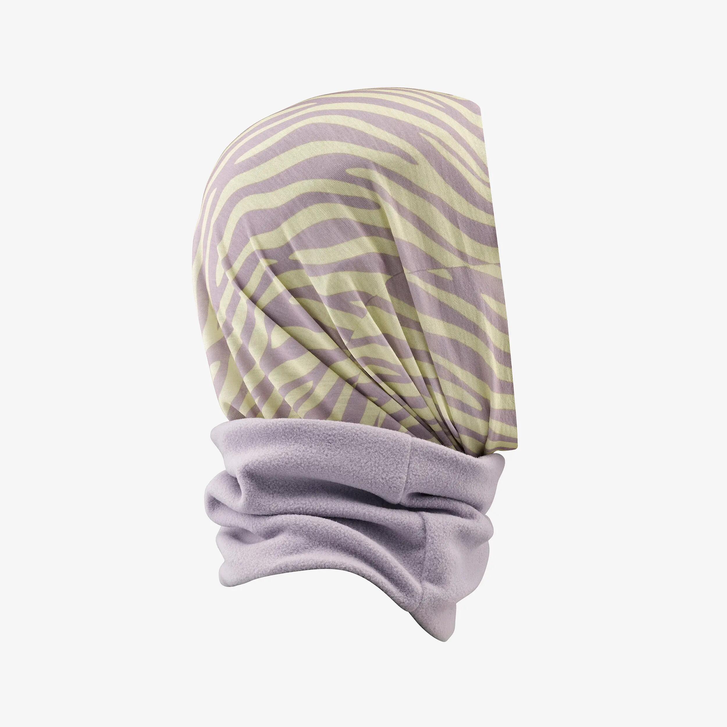 Nekwarmer voor skiën volwassenen Hug 500 zebrastrepen lila en geel 7/8