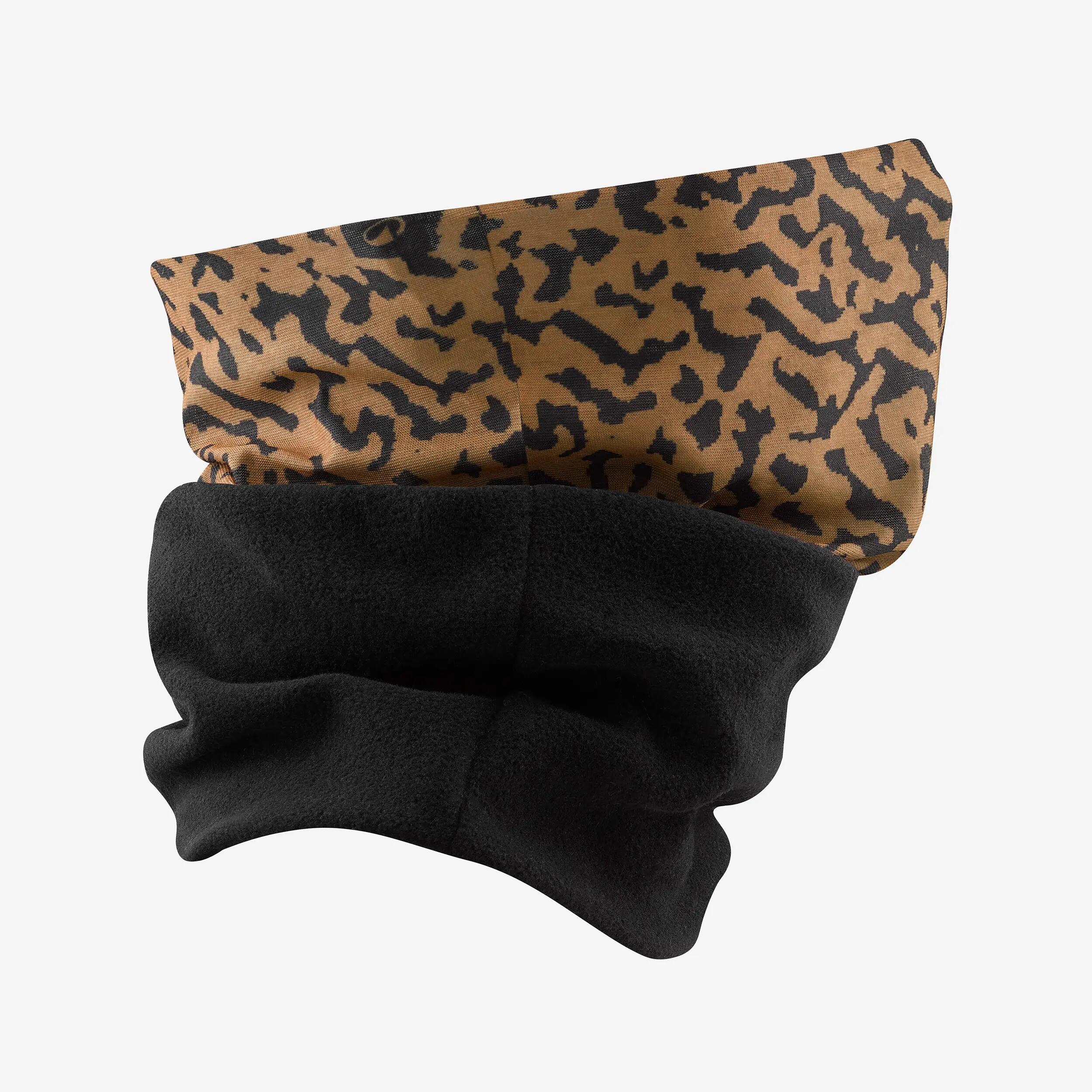 Lyžiarsky nákrčník Hug 500 leopardí vzor čierny 3/8