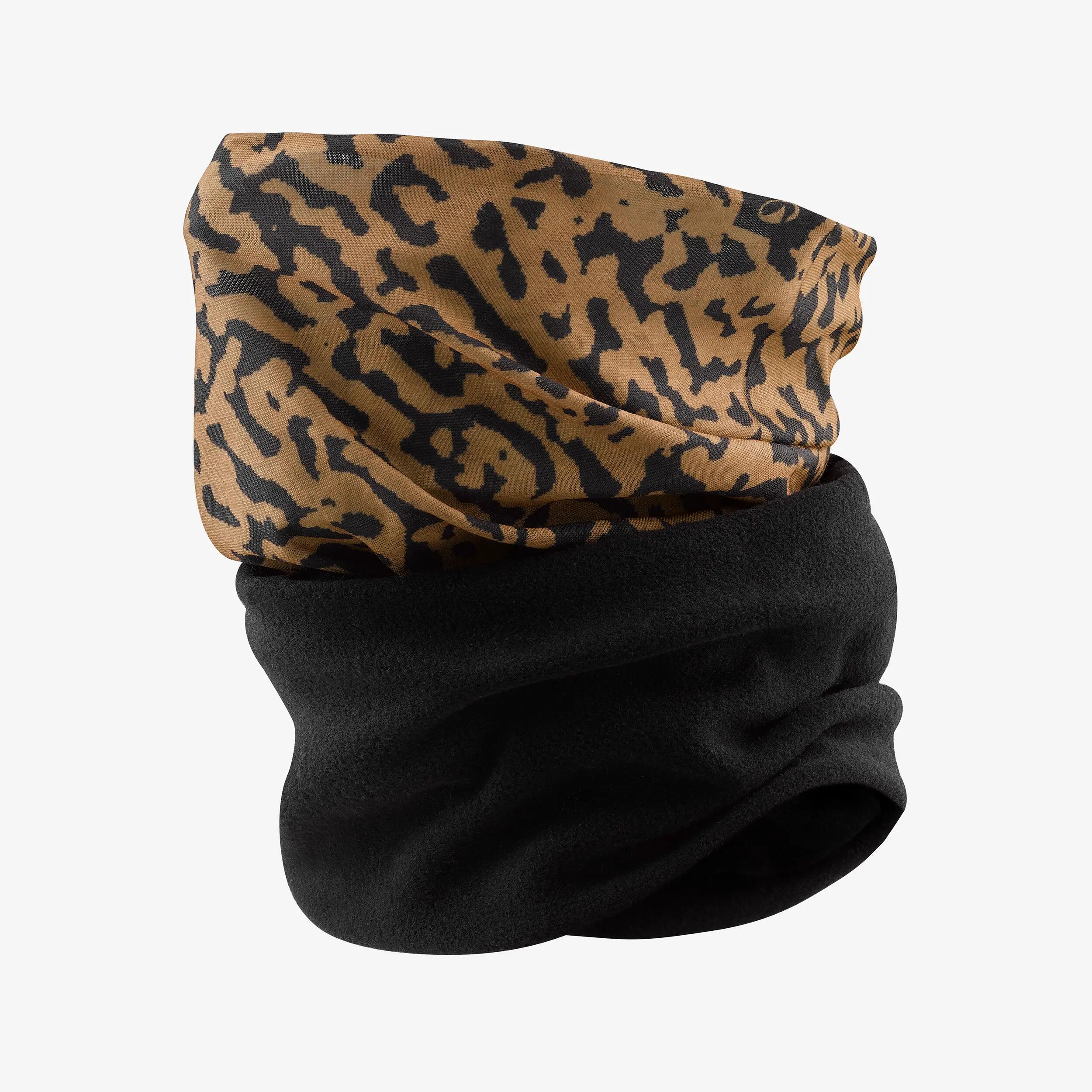 Lyžiarsky nákrčník Hug 500 leopardí vzor čierny 5/8
