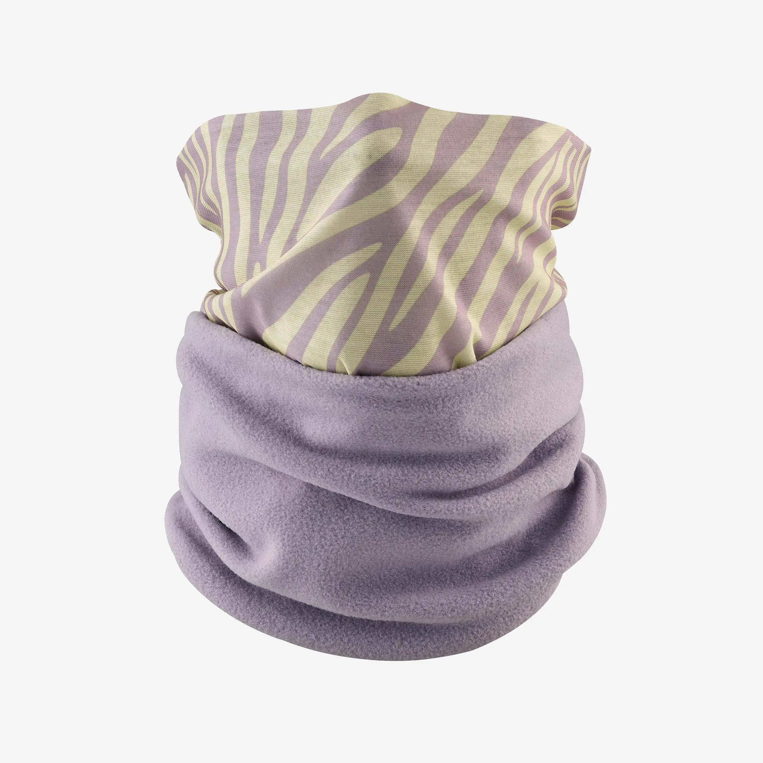 Nekwarmer voor skiën volwassenen Hug 500 zebrastrepen lila en geel 4/8