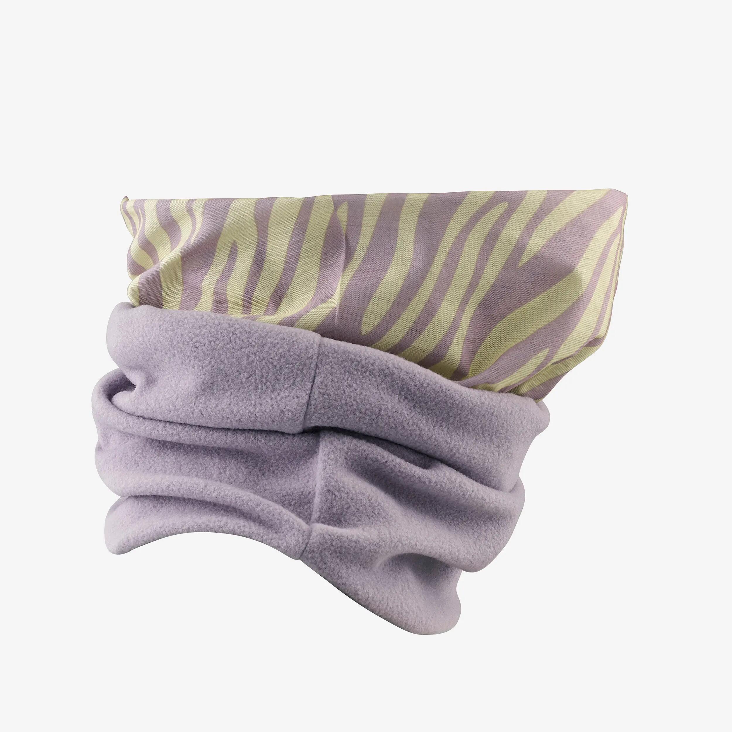 Nekwarmer voor skiën volwassenen Hug 500 zebrastrepen lila en geel 6/8