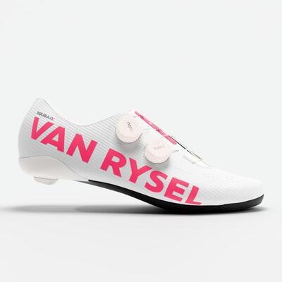 Scarpe ciclismo bici da corsa adulto Van Rysel RCR bianche suola carbonio 100%