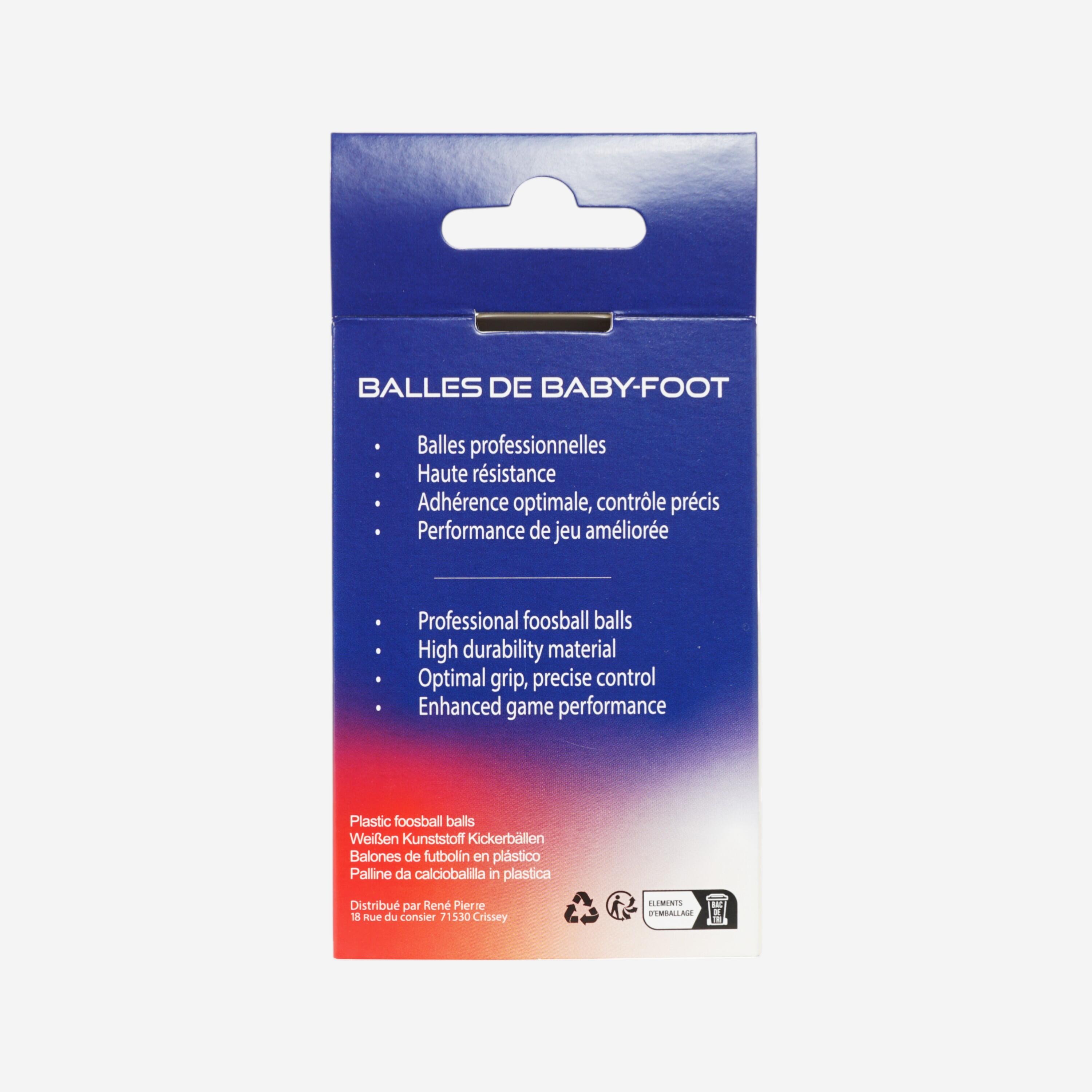 Balles de BABYFOOT, lot de 6 balles plastique René Pierre Blanche 4/5