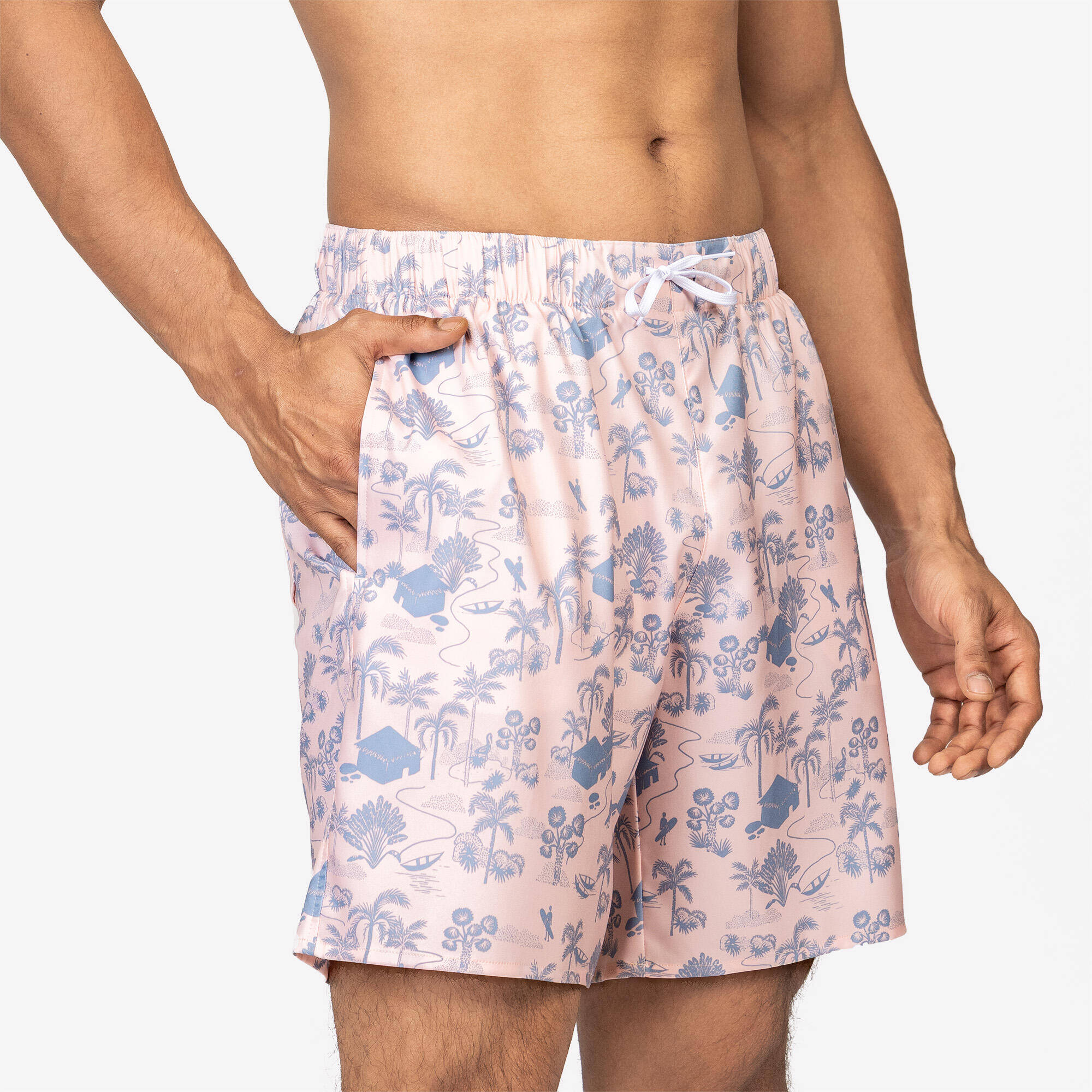 Men’s Swim Shorts mid-length swim shorts 18”, -  1