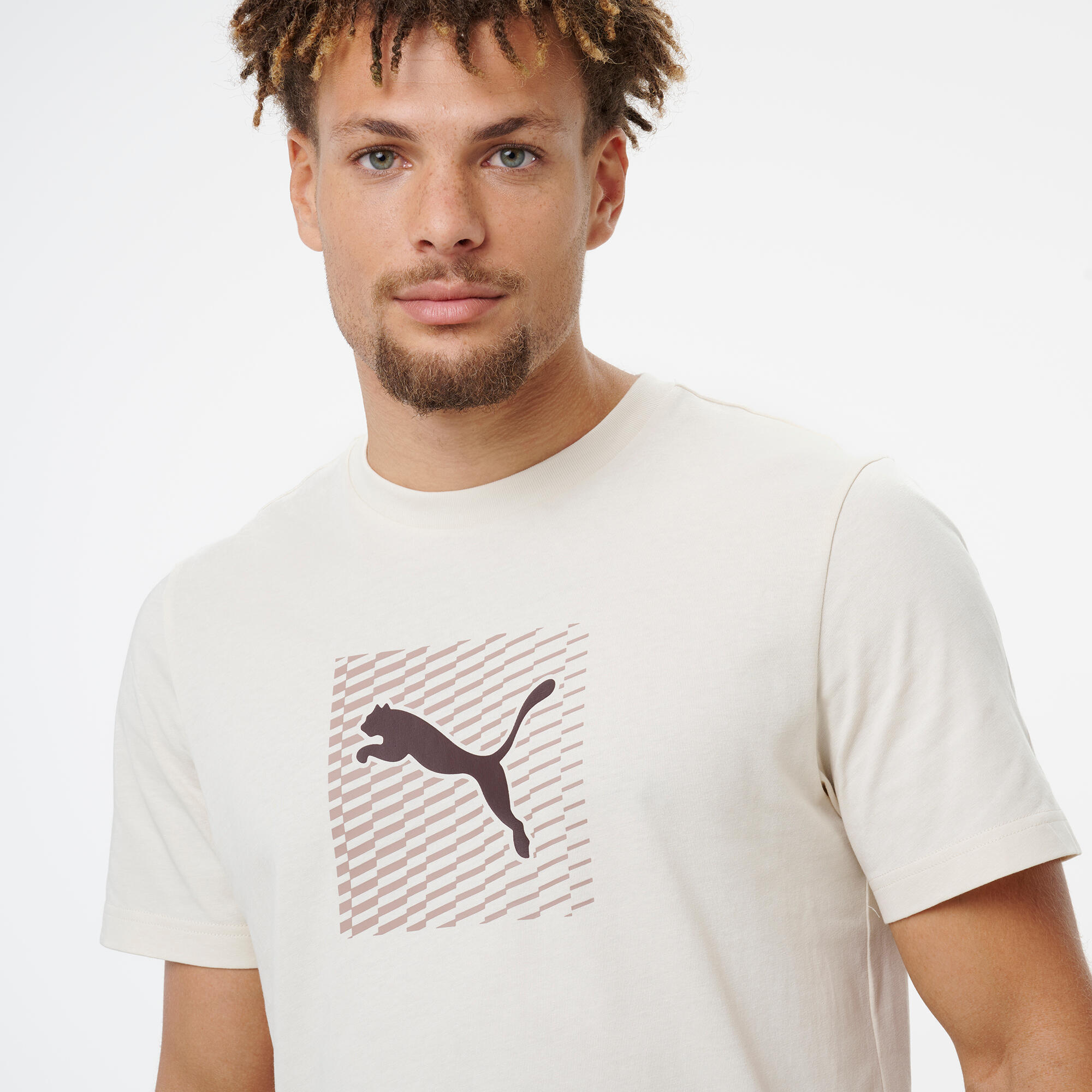 T-shirt en coton à manches courtes homme, beige 4/5