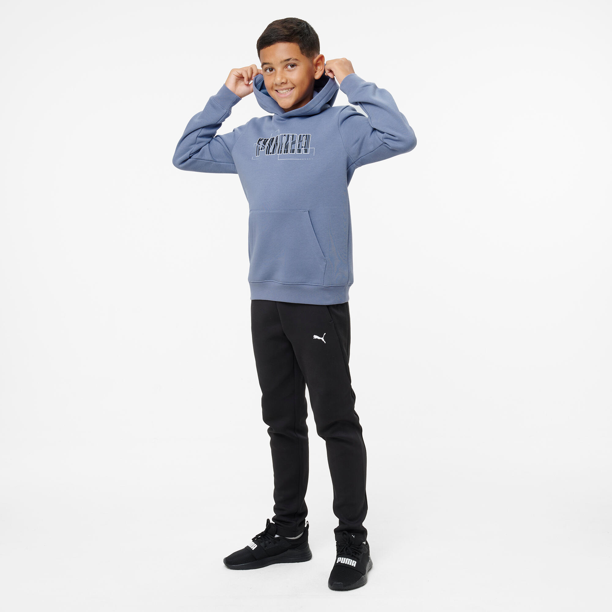Kapuzensweatshirt mit Druck Kinder grau 7/9