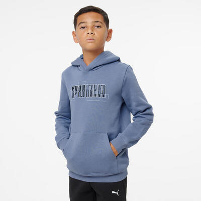 Felpa Puma bambino ginnastica con cappuccio pesante verde