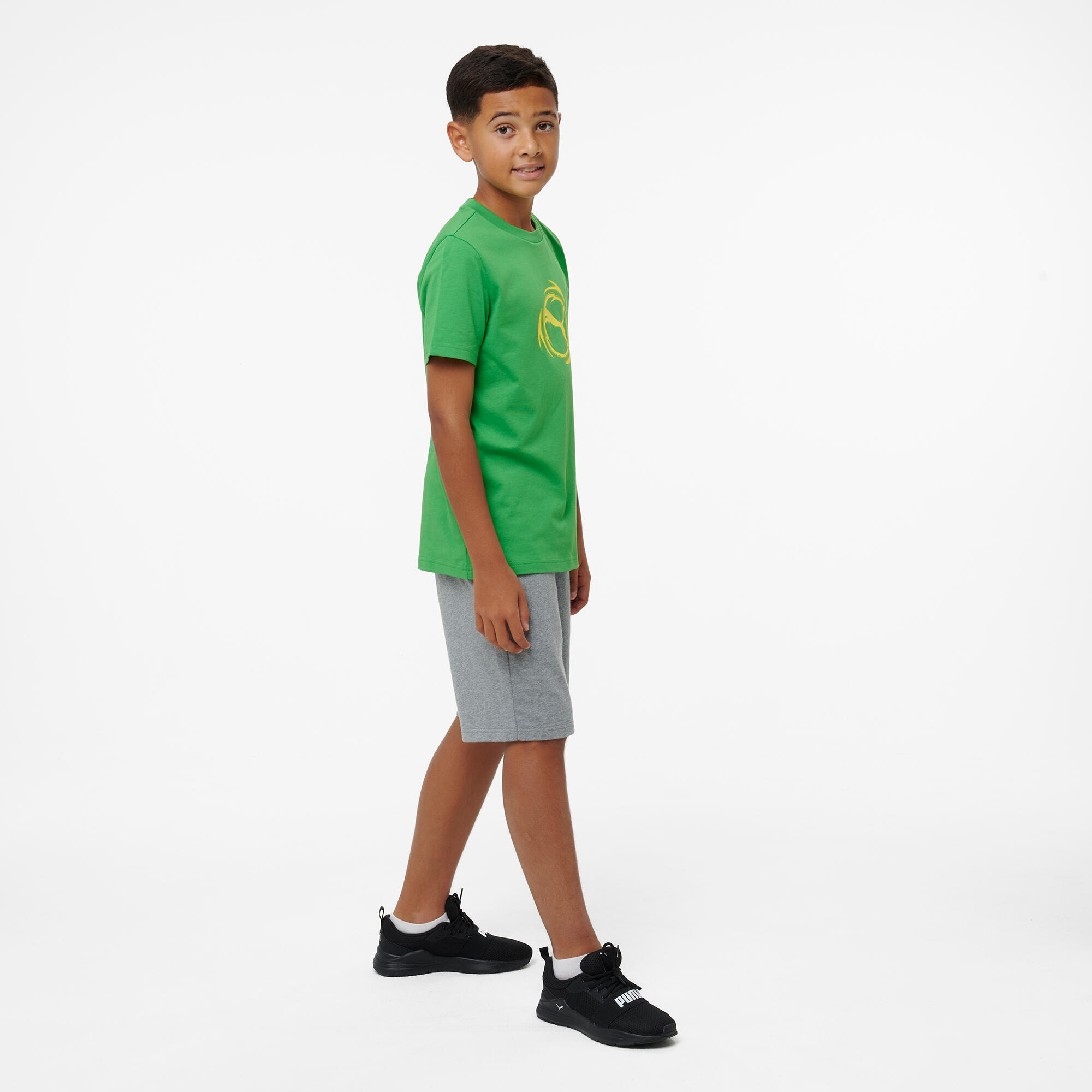 T-shirt Puma bambino ginnastica regular fit cotone verde stampata 4/5