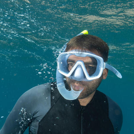 Маска 100 для дайвінгу та снорклінгу світло-синя