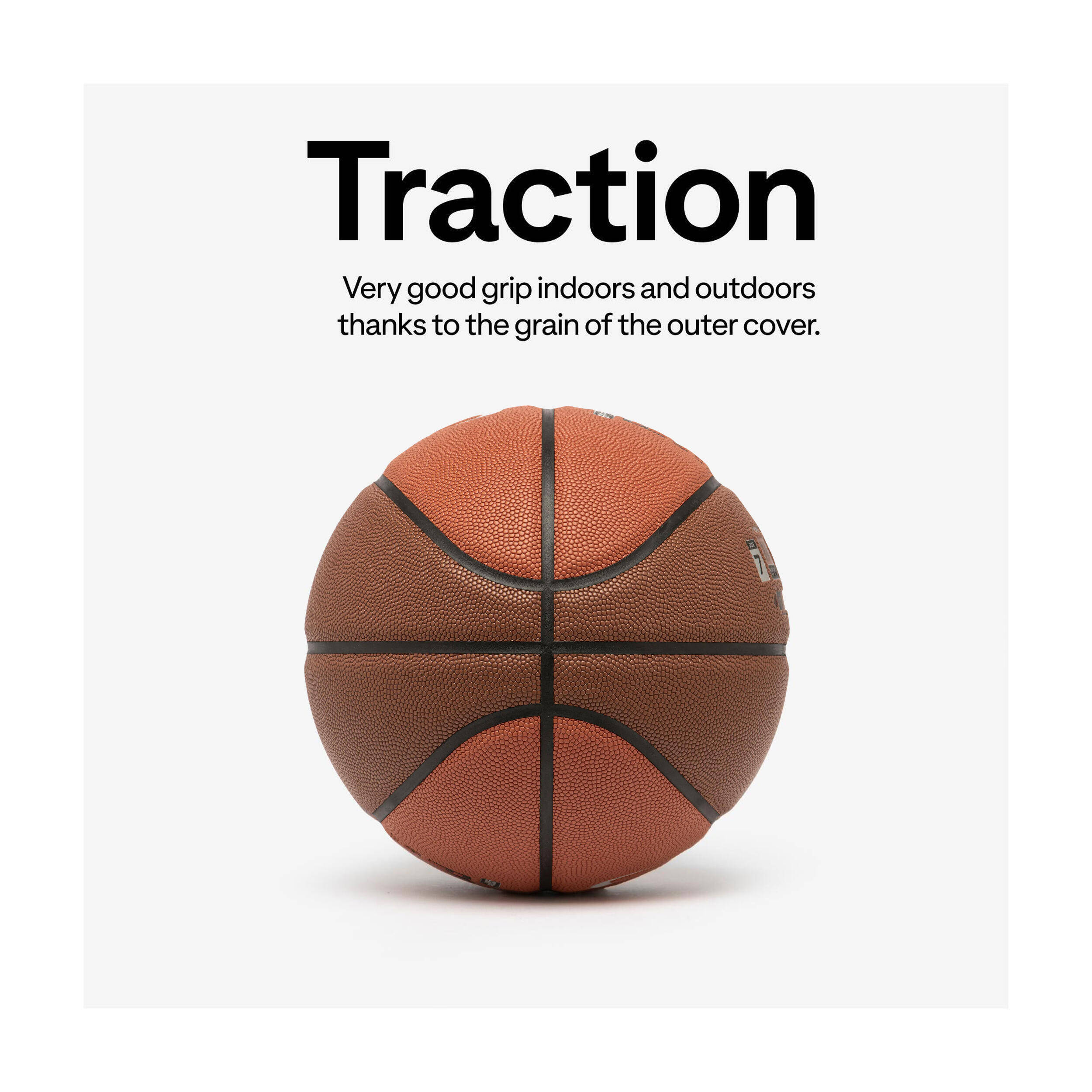 Adult Basketball Match Grip Size 7 - Brown/Orange -  4