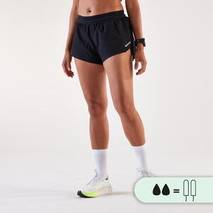 Pantalón running braguita menstrual integrada absorbente Kiprun x Smoon - negro