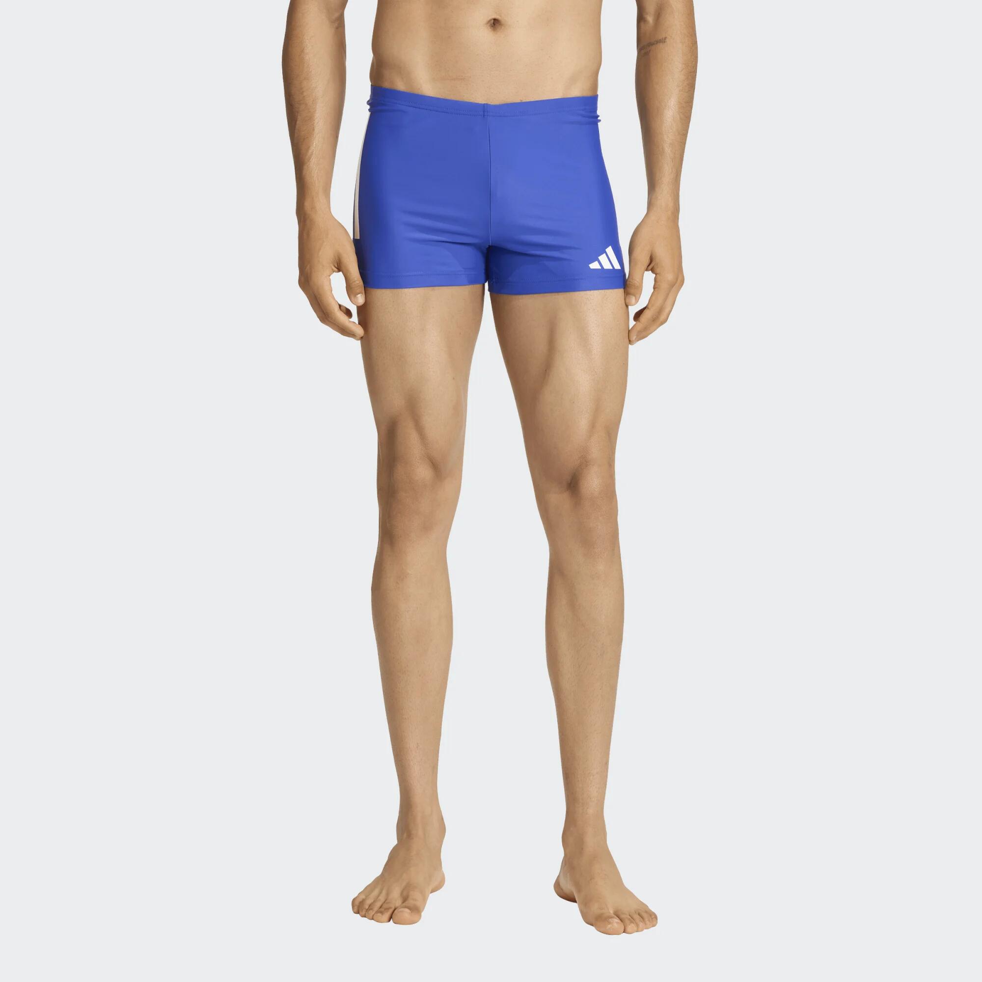 Maillot boxer de bain natation Homme - Adidas 3 bandes BLEU BLANC