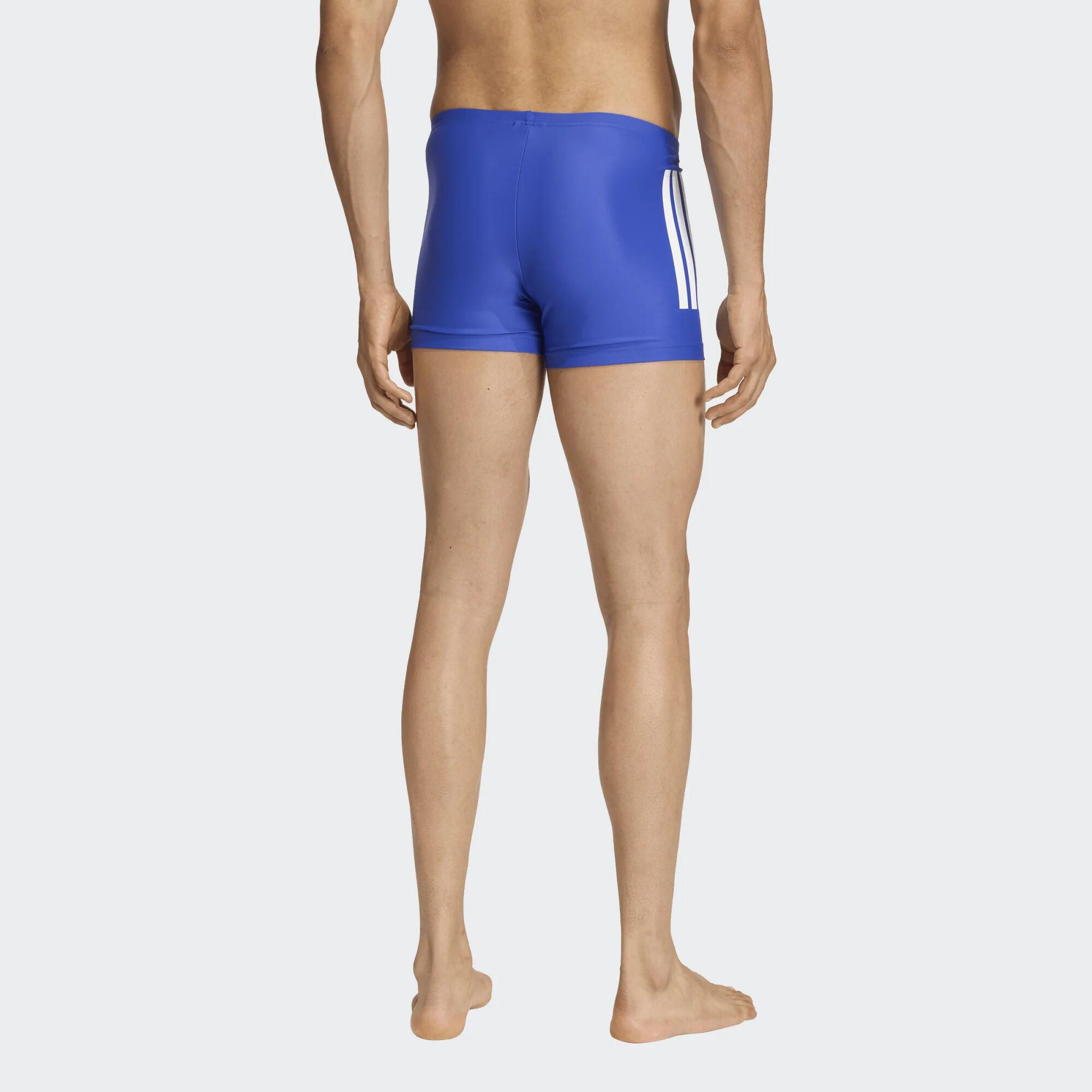 Maillot boxer de bain natation Homme - Adidas 3 bandes BLEU BLANC 2/5