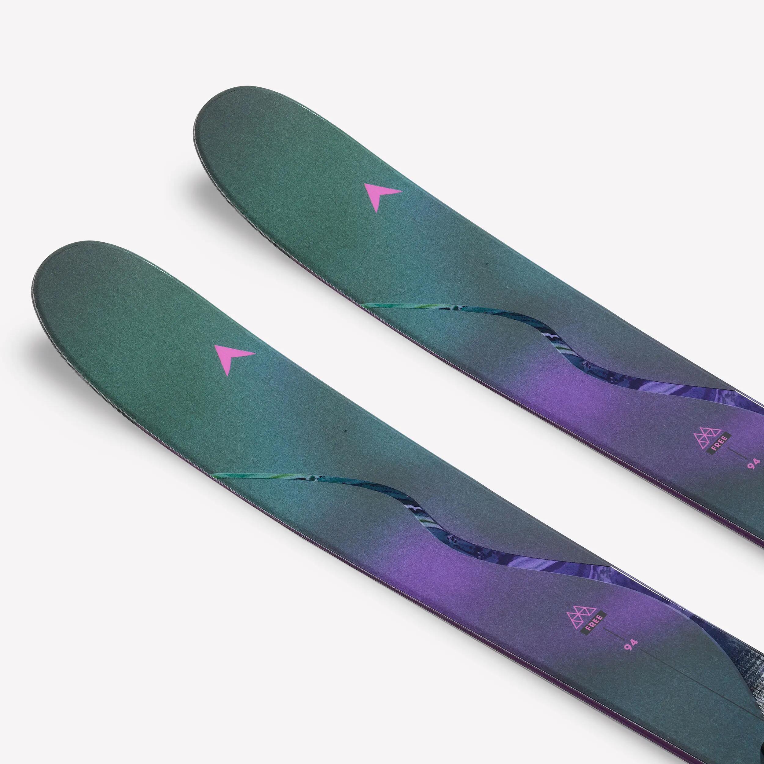 Ski Freeride com fixações para adulto, M-FREE 94 preto e violeta 3/9