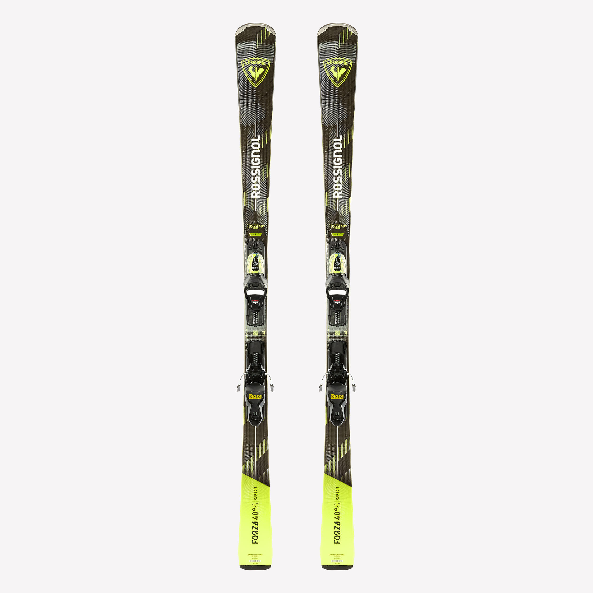 Schiuri alpine cu legături Rossignol Forza 40° negru galben, adulți