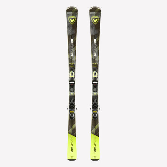 Ski alpin avec fixations adulte, Rossignol Forza 40° noir et jaune