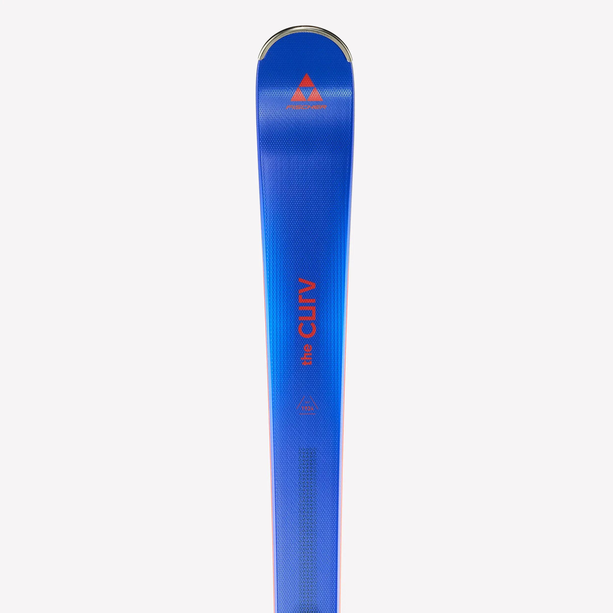 Ski alpino com fixações para homem, The Curv Power, azul e vermelho 7/9